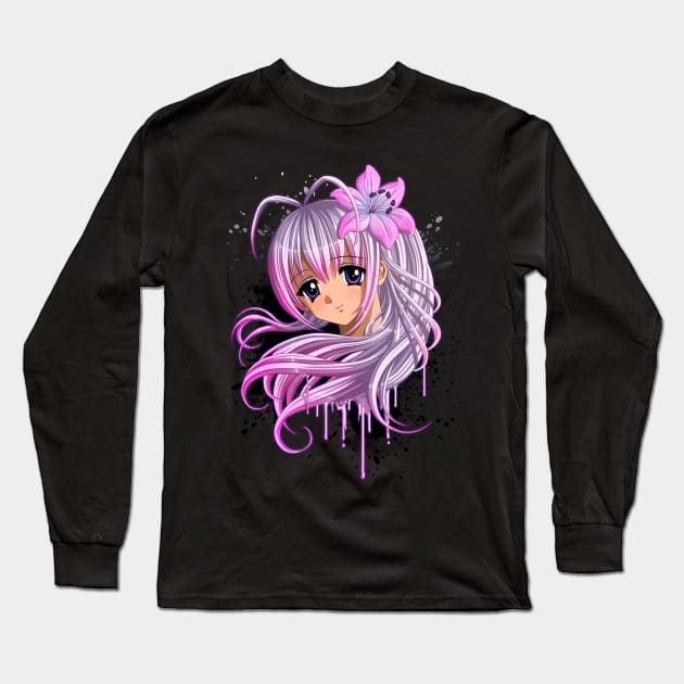 Cute Anime Girl Long Sleeve T-Shirt by bomazu